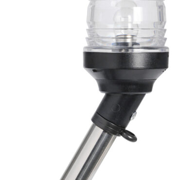 Per imbarcazioni < 20 m. Base in acciaio inox AISI 316 con regolazione autobloccante a varie altezze, l'asta in acciaio inox può svolgere anche la funzione di portabandiera.