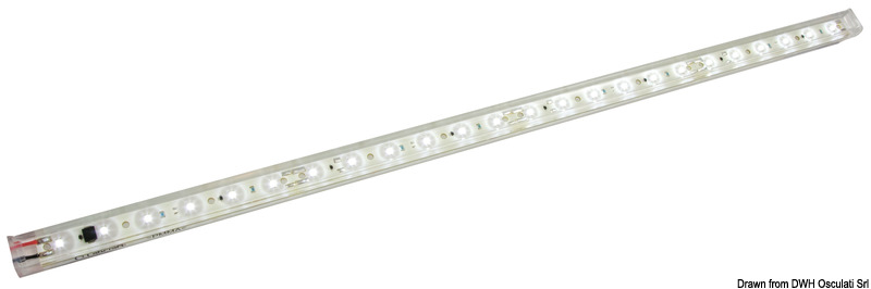 Barre luminose in policarbonato trasparente equipaggiate con LED Cree Superflux ad alto rendimento e basso consumo. Fissaggio con 2 viti o con biadesivo.Sezione ultraridotta (18x11 mm). Completamente stagna in quanto tutti i componenti sono inglobati in un estruso in policarbonato.Si possono connettere direttamente tra di loro oppure tramite cavetto flessibile.