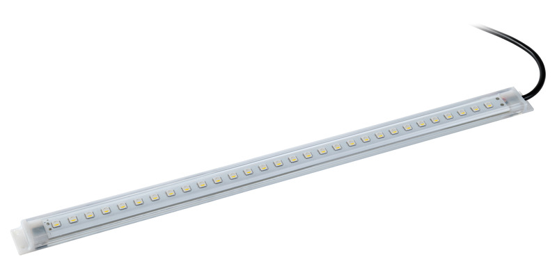 Barre luminose in termoplastica trasparente con LED 2835. Fissaggio con 4 viti o con biadesivo. Completamente stagne. LED inglobati nella resina frontale. Particolarmente indicate per realizzare luci indirette nelle dinette o cabine.