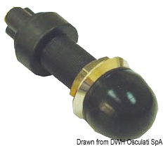 In nylon con ghiera e dado in ottone cromato. Contatti in ottone e cappuccio di protezione in gomma che lo rende totalmente stagno. Carico massimo 30 A a 12V.Collo 15 x 28 mm.