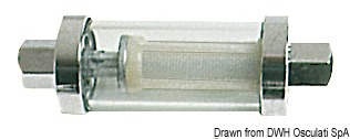 Corpo in zama cromata + vetro infrangibile trasparente. Permette di “vedere” il carburante e l’eventuale saturazione del filtro. Smontabile, con filtro-refill sostituibile. Provvisto di 3 serie portagommamm 6/8/10 per adattarsi a qualsiasi tubazione,