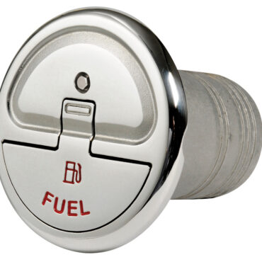 Caratteristiche tecniche: chiusura a scatto con rotazione 45°; sporgenza solo 7,7 mm; viti a scomparsa; cavetto inox di ritegno con molla; versioni fuel e diesel con attacco per cavo di massa; fabbricato in acciaio inox AISI 316 lucidato a specchio; simbologia a norme DIN.