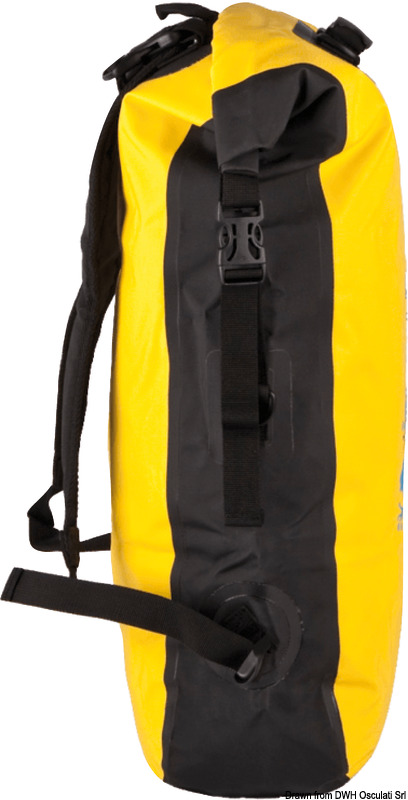 Chiusura quick proof, schienale imbottito con tessuto reticolare traspirante, supporto lombare rimovibile, bande rifrangenti, tasche con cerniere water resistant, tasche a rete.
