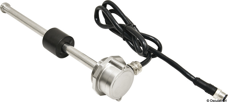 Flangia internazionale S3. Idonei per impianti 12 e 24V. Protezione esterna IP65. Realizzati in acciaio inox.Il sensore indica allo strumento il tipo di utilizzo del serbatoio (es. acque nere / grigie / bianche - carburante) e, se indicato al momento dell’ordine, anche il volume che sarà così indicato dallo strumento in litri invece che in percentuale. Qualora a bordo siano presenti più serbatoi per lo stesso liquido, nell’ordine deve essere indicata anche la numerazione dei serbatoi (es 1 - 2 - 3).Tutti i sensori possono essere riprogrammati (es. acque nere / grigie / bianche - carburante) e si può aggiungere il litraggio del serbatoio, tramite il programmatore NMEA 2000 (tipo ns. articolo 27.165.00).