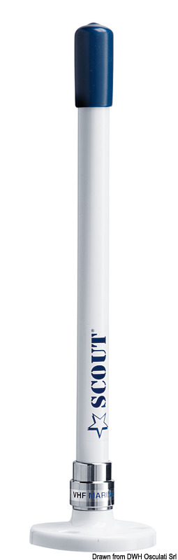 Antenna in vetroresina per VHF totalmente waterproof con grado IP69, facilmente removibile dal suo supporto mediante svitamento manuale.Verniciatura resistente ai raggi UV e guarnizione impermeabile interna che elimina il rischio di infiltrazioni.Fornita con suo apposito supporto e kit di montaggio.