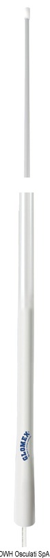 Antenna VHF dalle linee innovative con boccola integrata per essere in perfetta armonia estetica con l’imbarcazione. È dotata, inoltre, di porta bandiera alla sua estremità. Lunghezza 2,4 m. Guadagno 6 dB, potenza massima 100 W, completa di 6 m cavo coassiale RG58. Si consiglia di utilizzare la base 29.133.00.