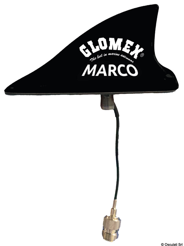 Antenna VHF marina a corto raggio e a forma di pinna, con un basso profilo adatto alle moderne imbarcazioni a motore di medie dimensioni e ai RIBS.L’involucro è realizzato in policarbonato/ASA per resistere a lungo nel difficile ambiente marino.• Per comunicazioni fino a 12 NM di distanza.• Corpo impermeabile con doppia guarnizione in gomma integrata nella base.• Dimensioni compatte 140x70x61 mm (5,5x2,7x2,4”).• Garanzia a vita GLOMEX.• Cavo coassiale da 8mt/26 ft e connettori in dotazione.