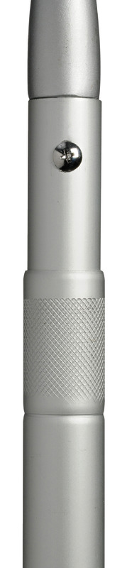Completamente in alluminio anodizzato naturale (compreso raffio). Ha un bloccaggio rapido in qualsiasi punto tramite rotazione, é un modello estremamente robusto.