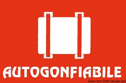 In PVC rosso su fondo bianco. Obbligatori sulle imbarcazioni marchiate CE. Solo in lingua italiana.