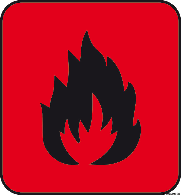 Adesivo pericolo incendio (foglio da 10 loghi) 25x27