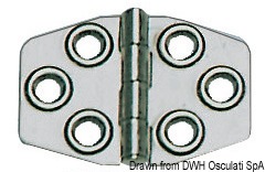 Cerniere in acciaio inox AISI 316 stampate e lucidate, con svasatura a rilievo, fori viti 5 mm.