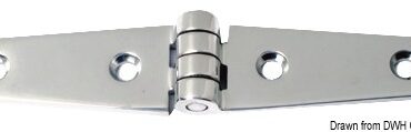Cerniera fusa "ala lunga” in acciaio inox lucidata a specchio.