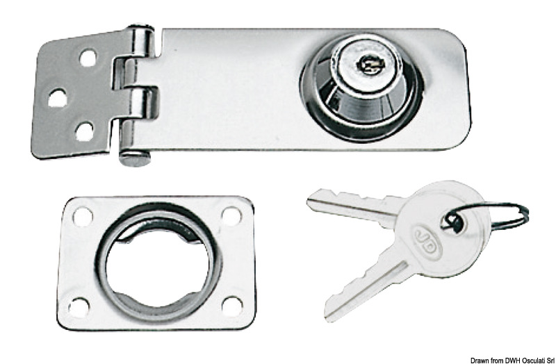 In acciaio inox lucidato, completa di serratura con chiave.