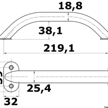 In acciaio inox lucidato a specchio, sezione19x25 mm, fissaggio esterno con viti.