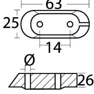 Zinc bridge anode for Yamaha 4/70 HP