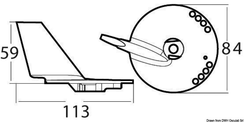 Aluminium fin anode Suzuki DF60/140 with bores