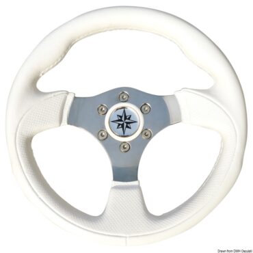 Razze in acciaio inox lucidato a specchio. Corona in morbido poliuretano. Mozzo con cono universale.