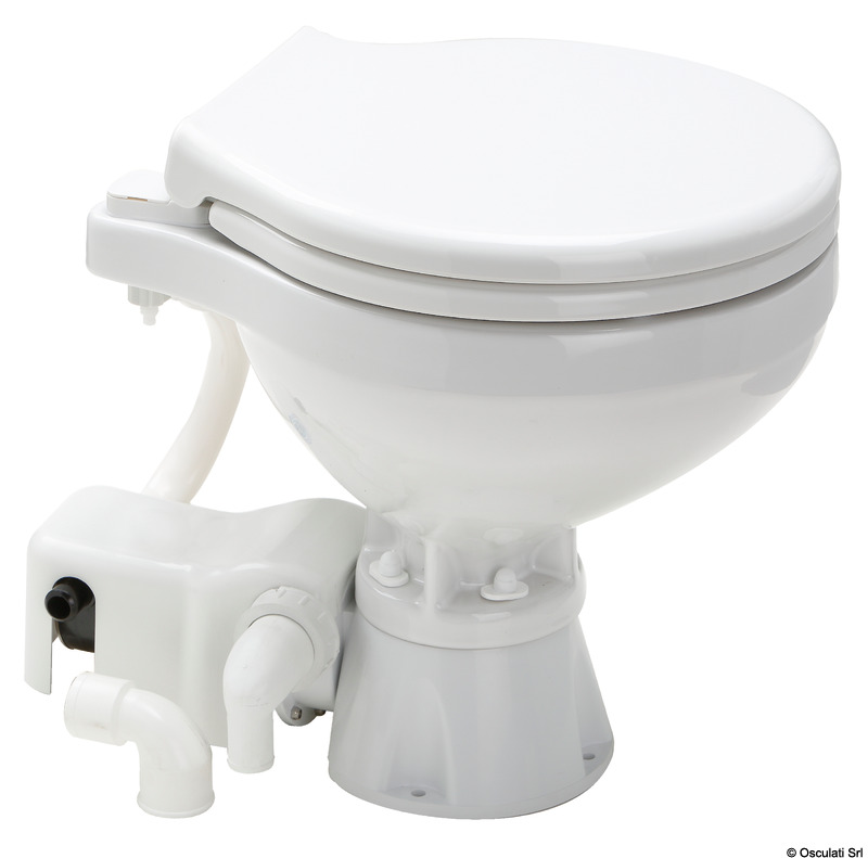 Provvisto di speciale pompa autoaspirante silenziosa che abbatte dell'80% il rumore tipico dei WC elettrici.Motore a magneti permanenti, maceratore incorporato.Tubo entrata 19 mm (3/4"), uscita 25/38 mm (1" - 1" 1/2). Pannello di comando incluso.Tazza in ceramica bianca, tavoletta in tecnopolimero Soft Close.Raccordo di scarico orientabile a 360°.