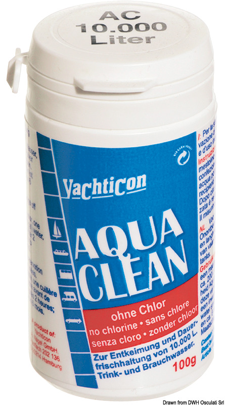 Utilizzato per il trattamento e la conservazione dell’acqua dolce nei serbatoi, ne previene la contaminazione fino a sei mesi.A base d’argento, privo di cloro o altre sostanze chimiche, è insapore e inodore. Adatto per acqua potabile e non potabile.È utilizzabile in serbatoi sia flessibili sia rigidi (in caso di serbatoi d’alluminio è preferibile utilizzare la versione liquida 52.193.00).