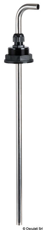 Realizzato in nylon, dotato di tubo pescante in acciaio inox con piegatura a gomito.Facilmente applicabile su qualsiasi superficie piana praticando un foro da 5 cm.
