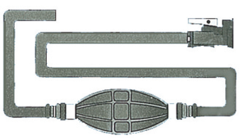 Fabbricato con speciale tubo coestruso con interposta calza in poliestere.Sezione 8x13 mm, resistente fino a 15 bar.Completa di pompetta tipo maggiorato, adatta per benzina verde.