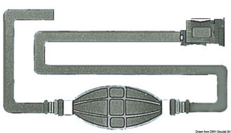 Fabbricato con speciale tubo coestruso con interposta calza in poliestere.Sezione 8x13 mm, resistente fino a 15 bar.Completa di pompetta tipo maggiorato, adatta per benzina verde.