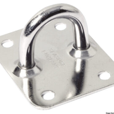 Piastra con quattro fori in acciaio inox 316, con base piana.