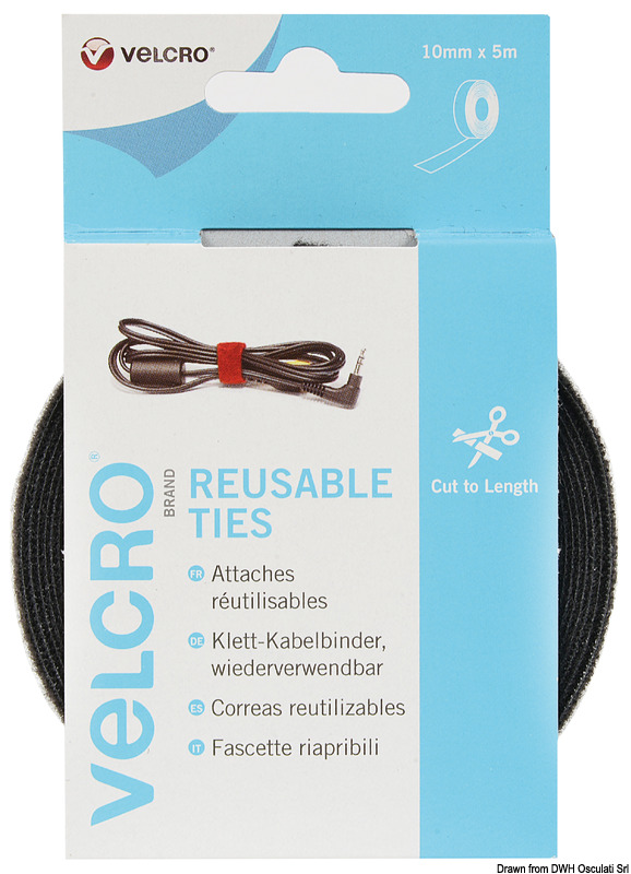 VELCRO® Brand ONE-WRAP® Rolls mm10 x 5mt black