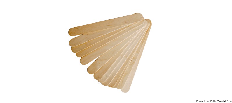 Busta di stecchette per la miscelazione di bicomponenti 2 x 15 in legno di betulla - Permettono una facile miscelazione di tutti i prodotti bicomponenti come resine, vernici o gelcoat. Essendo palette in legno di betulla non rilasciano impurità o colorazioni all'interno del miscelato che potrebbero comprometterne le caratteristiche tecniche e qualitative finali.