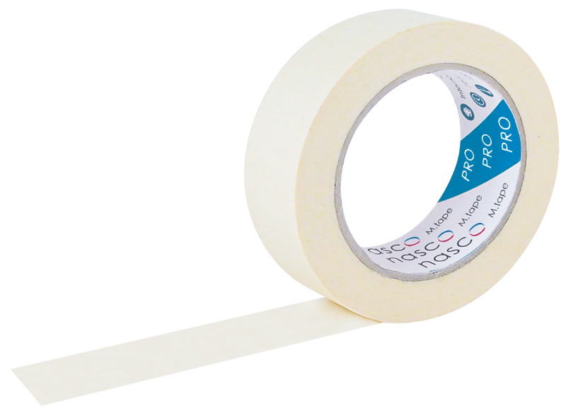 Nastro in carta professionale. Adesivo in gomma naturale a solvente, resistenza fino a 60°C.