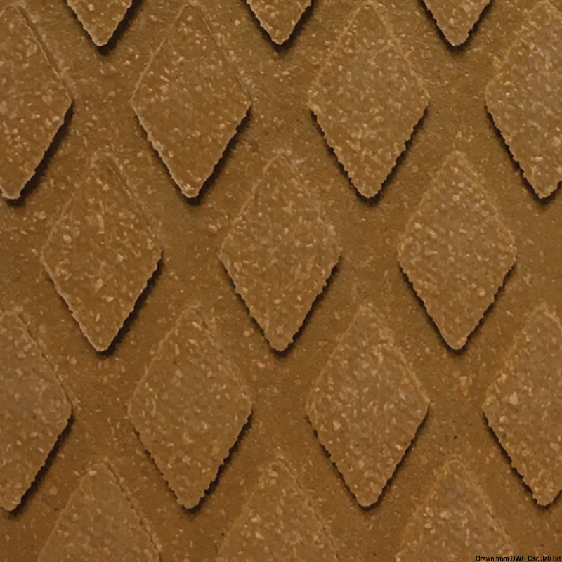 Rivestimento classico da coperta, cockpit e gradini scalette.Rivestimento antisdrucciolo per coperte, pozzetti, di produzione inglese in conglomerato gomma-sughero.