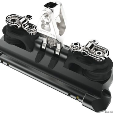 Mainsheet car 1 w/upstand and control line sheaves w/becket