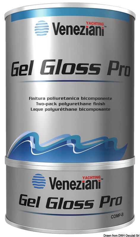 Smalto poliuretanico bicomponente resistente UV.Applicabile direttamente su GELCOAT o fondi epossidici / poliuretanici.Non idoneo per immersione continua.