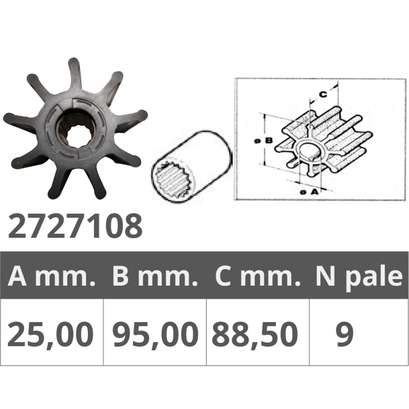 girante per motore fuoribordo pompa acqua Johnson 09-0802B