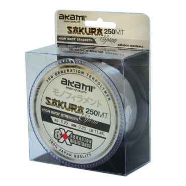 Akami Sakura Spinn Ideale per la pesca a Spinning, è un Nylon Terpolimero sviluppato da Akami per ottenere la maggior morbidezza e precisione nei lanci, fino a otto volte più resistente all’abrasione di un monofilo tradizionale ed una straordinaria resistenza al nodo. Colore neutro.