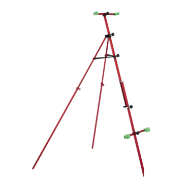 Tripode regolabile in alluminio, struttura adatta a tutti i tipi di superfice. Munito di appendi finali e bicchierini fluorescenti. Indicato per la pesca a surfcasting e beach ledgering.