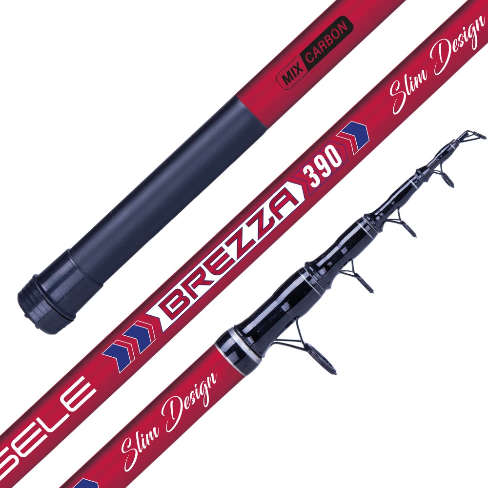 La Sele Brezza è proposta in due misure da 200 gr per far fronte ad ogni esigenza del surfcasting. La 3,90 risulta reattiva ma facile da caricare e la 4,20 permette l’utilizzo di travi più lunghi ed una maggiore progressione durante il lancio.
Fusto in Braided Carbon
Anelli doppio ponte SiC serie K-Guide
Impugnatura in Eva