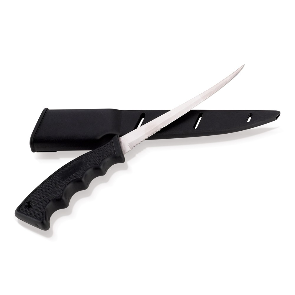 Il coltello sfilettatore da pesca è uno strumento essenziale per ogni appassionato di pesca. Con una lama affilata e sottile, permette di sfilettare il pesce con precisione, garantendo un taglio netto e pulito. La lama in acciaio inox resistente alla corrosione assicura durabilità anche in ambienti salini, mentre il manico ergonomico offre una presa sicura e confortevole. Ideale per chi cerca qualità e praticità durante la preparazione del pescato, questo coltello è un compagno perfetto per ogni pescatore.