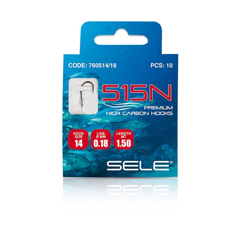 Ami legati Sele serie 515N, 1.5 mt di lenza madre, monofilo di ottima qualità. è montato con un amo a gambo medio in carbonio ed un filo sottile, adatto per l’innesco di esche vive come camole, lombrichi e bigattini. Progettato per la pesca in mare e per la cattura di pesci che necessitano di un amo robusto.