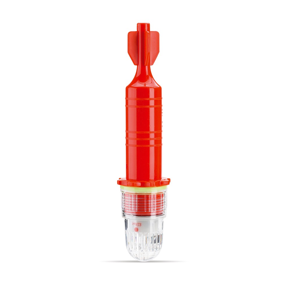 Lampada crepuscolare da pesca ad accensione automatica. La lampada galleggiante di segnalazione presenta una luce bianca ad intermittenza, indeata per palangari e per reti. Funziona con due batterie LR20 D non incluse.