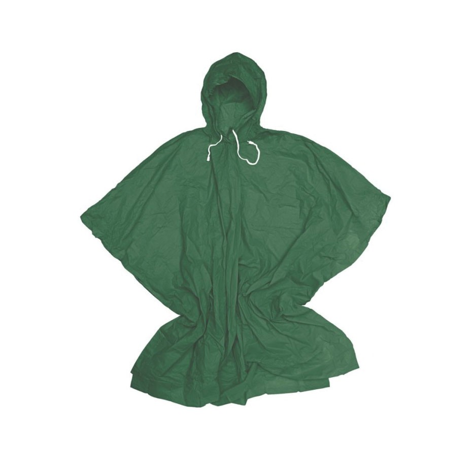 Poncho impermeabile in morbido e resistente poliestere. Mantella antipioggia completa di cappuccio con cordoncino stringigola. Ideale per pioggia, neve e vento.