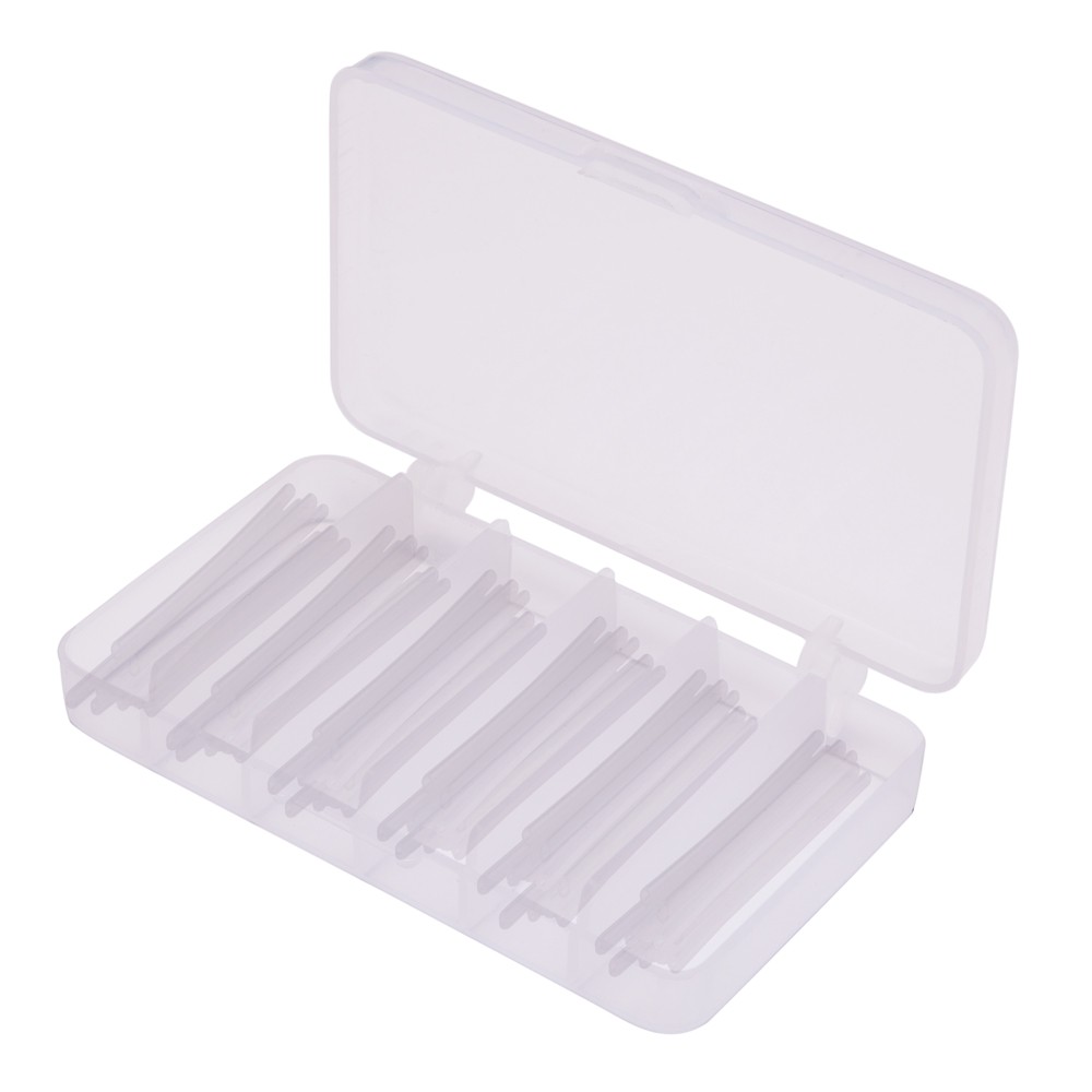 Scatola assortita di tubi in silicone, indicati per il montaggio di lenze da pesca oppure utilizzati come coprinodo. COMPRENDE 5 MISURE ASSORTITE.