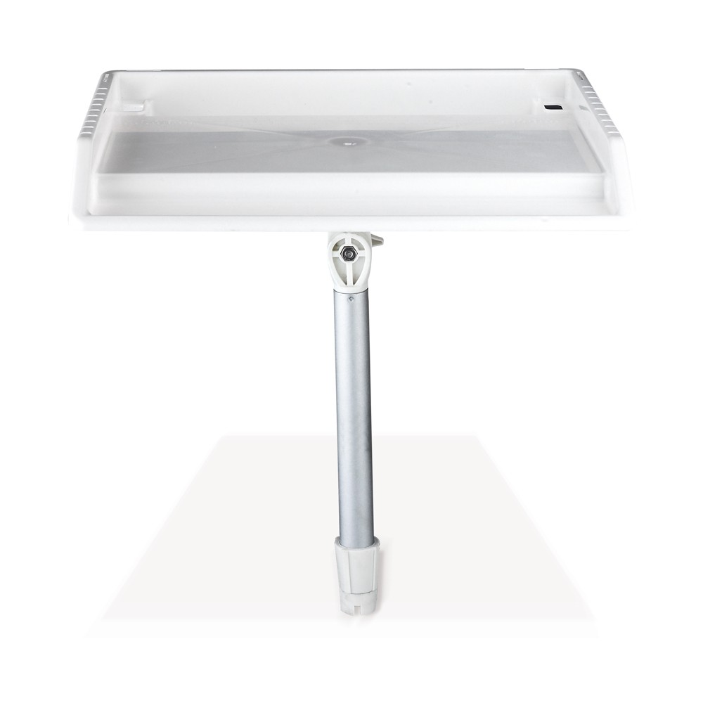 Serbidora rinforzata, palo di sostegno in alluminio forte e viti regolabili utili per modificare l’angolo di bordo di taglio. Munita di righello fino a 40 cm e slot per contenere coltelli, pinze, esche.