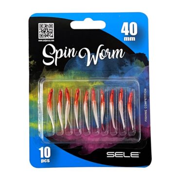 Spin Worm è il nuovo soft bait in silicone della famiglia Sele. Una mini esca altamente catturante dal corpo morbido, realizzata con la parte finale a coda di rondine ideali per la pesca a spinning, per la pesca a traina dalla barca e per la pesca a fondo. Idicato anche per le montature con la bombarda da terra o per la realizzaizone dei sabiki. Eccellenti nella cattura di spigole, occhiate, sgombri, sugarelli e pesci di fondo. Disponibile in dirversi colori.