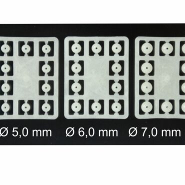 Perle sferiche fotoluminescenti in gomma morbida.
Misure: Ø mm 5,0 - 6,0 - 7,0
Busta da 20 pezzi, confezione da 10 buste.