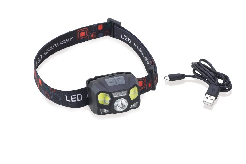 Lampada frontale ideale per la pesca, la caccia, l’escursionismo, il ciclismo. Munita di banda elastica confortevole e removibile. Dodata di 8 led luce bianca. Dodata di 1 led CREE US con sensori di controllo, si accende con un solo movimento della mano. Durata superiore a 7 ore, raggiunge 170 metri di raggio. Richiede tre batterie “AAA” non incluse.