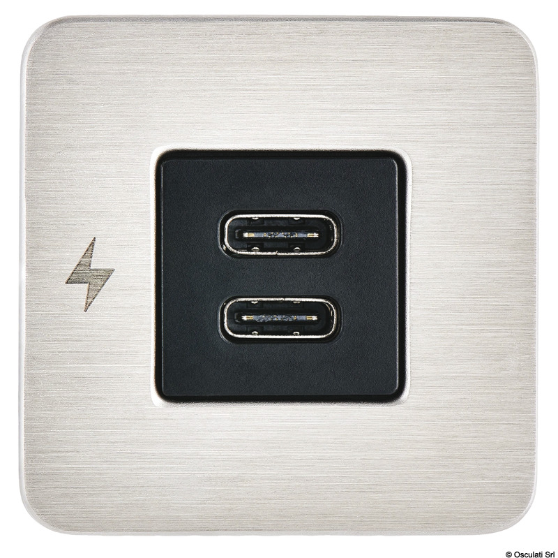 Presa USB doppia C+C SCANSTRUT TILE inox