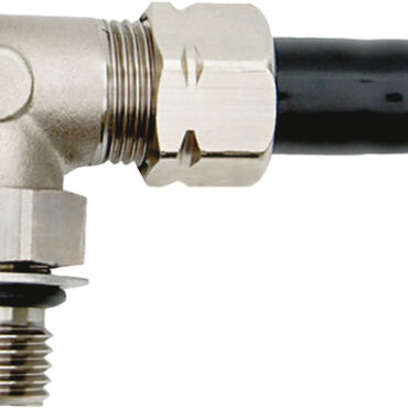 Raccordo cilindro a T per spurgo orientabile da 3/8" in ott. nichel.